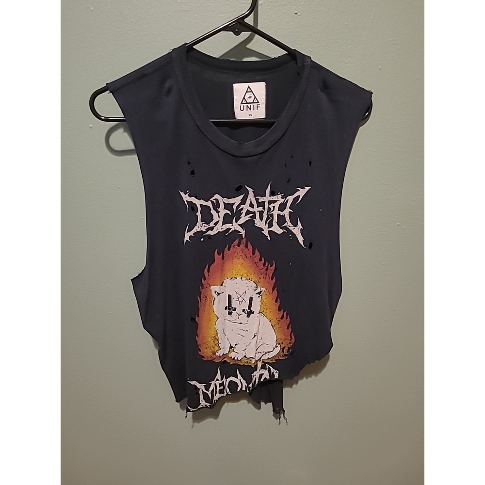 RARE UNIF Death Meowtal Distressed Tank‎ Top Read Description Women's XS